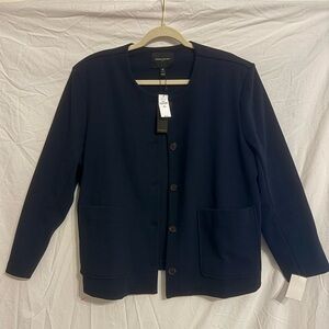 NWT Banana Republic Navy Lady Jacket Collarless Blazer - Petite XL